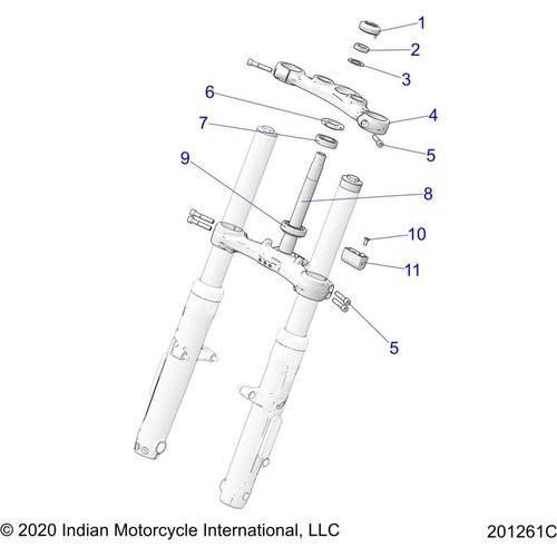Steering, Upper And Lower Clamps All Options - 2022 Indian Super Chief 111 Schematic-20129 OEM Schematic