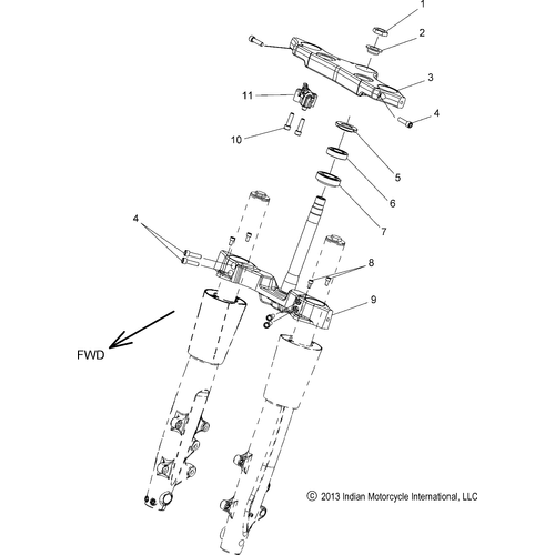 Steering, Upper And Lower Clamps N19ccdaa All Options - 2019 Indian Chief Dark Horse Schematic-26137 OEM Schematic
