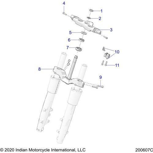 Steering, Upper And Lower Clamps N21tjdbb/N21tjddb - 2021 Indian Springfield Dark Horse Schematic-22322 OEM Schematic