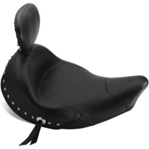 Studded Wide Touring Seat w/ Driver Backrest Black by Mustang Seats