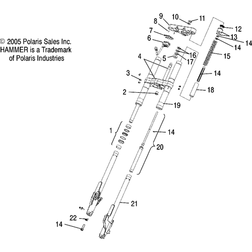 Suspension, Forks, Front And Clamp Asm. - 2007 Victory Hammer All Options - V07Hb26/Hs26 Schematic 4885 OEM Schematic