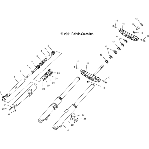 Suspension, Front Forks - 2002 Victory Deluxe Touring Cruiser All Options - V02Td16 Schematic 5899 OEM Schematic