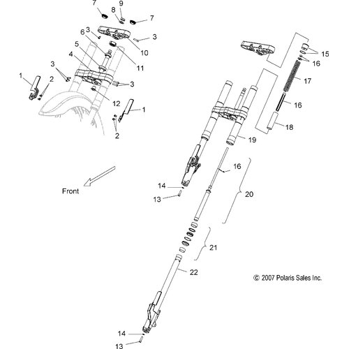 Suspension, Front Forks - 2008 Victory Kingpin/Kingpin 8 Ball/Kingpin Tour All Options - V08Cb26/Cd26/Pb26 Schematic 4710 OEM Schematic