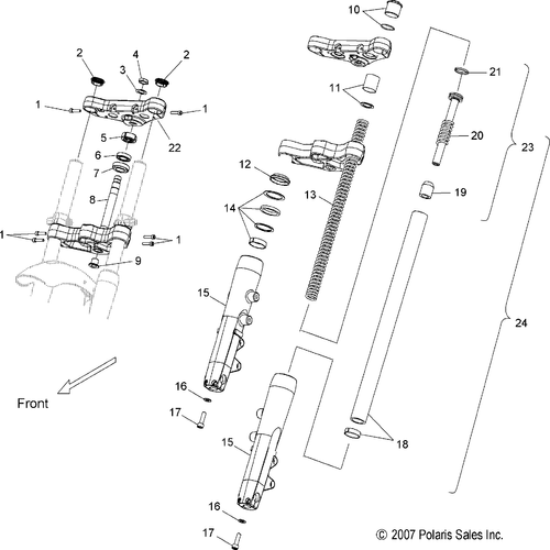 Suspension, Front Forks - 2010 Victory Jackpot All Options - V10Xb36Dap/Lkp/Xc36Dn Schematic 4035 OEM Schematic