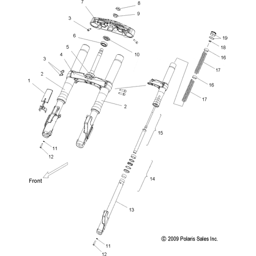 Suspension, Front Forks - 2013 Victory Cross Roads Classic/Hard-Ball All Options - V13Bw36/Ew36 Schematic 2635 OEM Schematic