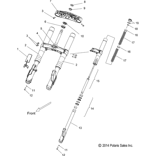 Suspension, Front Forks - 2016 Victory Cross Country 8 Ball All Options Schematic 613 OEM Schematic