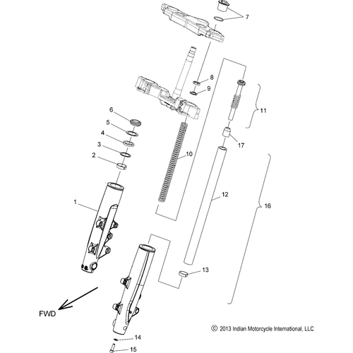Suspension, Front Forks All Options - 2016 Indian Chieftain/Chieftain Dark Horse/Roadmaster Schematic-27831 OEM Schematic