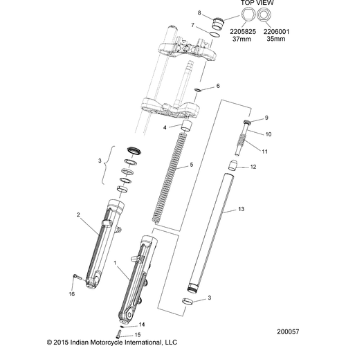 Suspension, Front Forks All Options - 2016 Indian Scout Schematic-27779 OEM Schematic