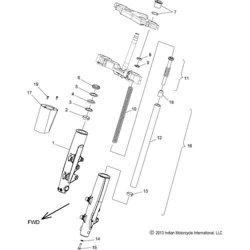Suspension, Front Forks All Options - 2017 Indian Chief Classic/Chief Vintage Schematic-27579 OEM Schematic