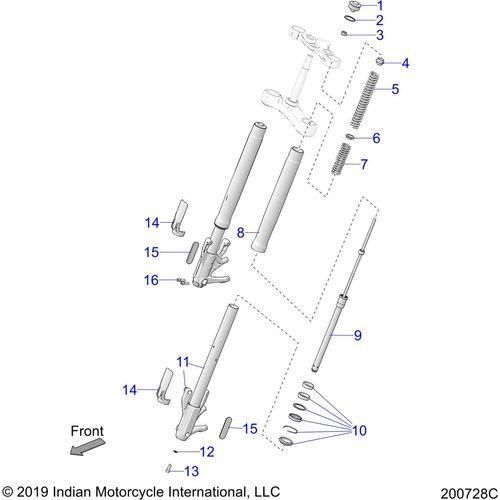 Suspension, Front Forks All Options - 2020 Indian Challenger Dark Horse Schematic-25220 OEM Schematic