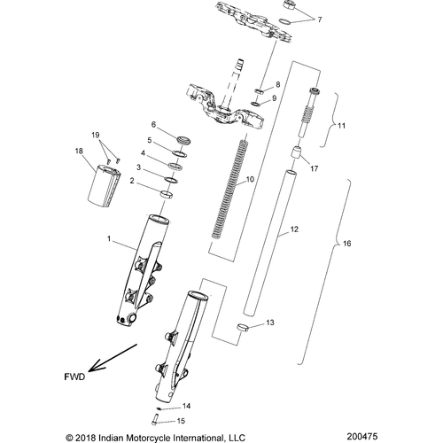 N/A OEM Schematic Suspension, Front Forks All Options - 2020 Indian Chieftain Premium Schematic-24726