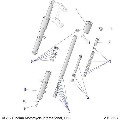 Suspension, Front Forks All Options - 2022 Indian Chief Bobber 111 Schematic-21833 OEM Schematic