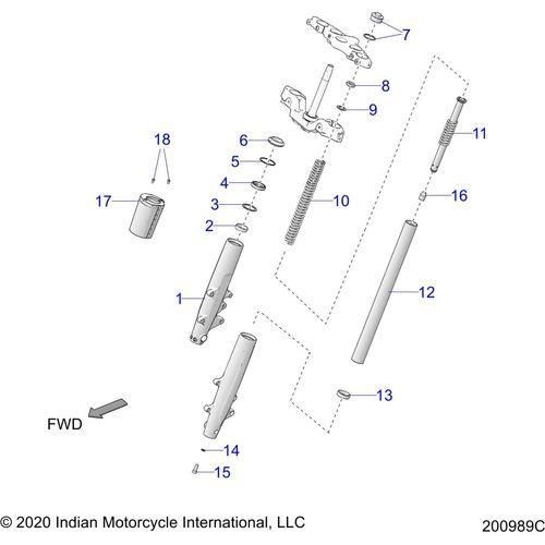 Suspension, Front Forks All Options - 2022 Indian Roadmaster Premium Schematic-20705 OEM Schematic