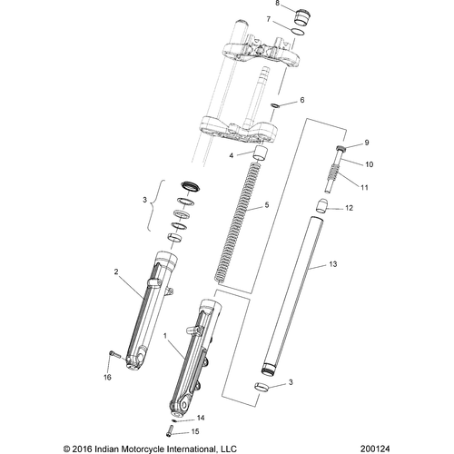N/A OEM Schematic Suspension, Front Forks All Options - 2022 Indian Scout Sixty Schematic-20396