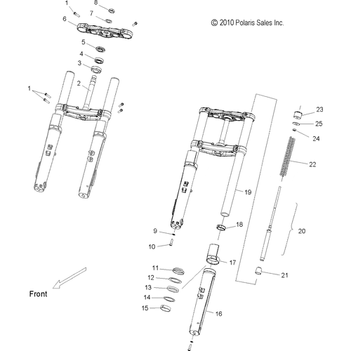 Suspension, Front Forks And Clamps - 2011 Victory Vision All Options - V11Sw36/Sa36/Aw36 Schematic 3851 OEM Schematic