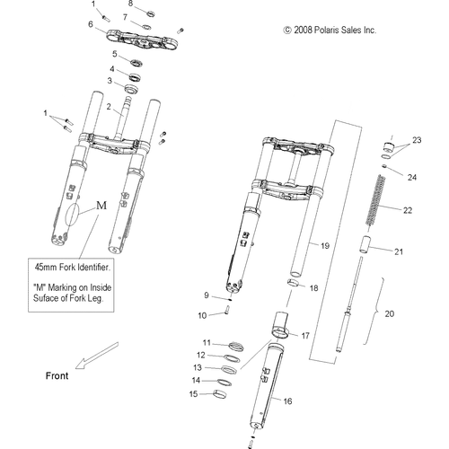 Off Road Express OEM Schematic Suspension, Front Forks And Clamps, 45 Mm - 2010 Victory Vision Tour Premium/Ness/8 Ball All Options - V10Sd36/Sc36/Vb36 Schematic 4227