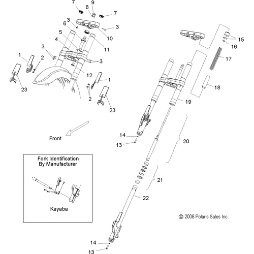 Suspension, Front Forks, Kayaba - 2010 Victory Hammer/Sport/8 Ball All Options - V10Hb36Dd/Hs36Dc/Bb26Da Schematic 3977 OEM Schematic