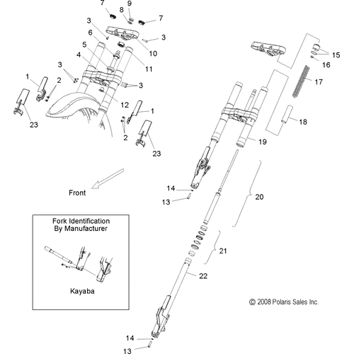 Suspension, Front Forks, Kayaba - 2010 Victory Kingpin All Options - V10Cb26/Pb26 Schematic 4094 OEM Schematic
