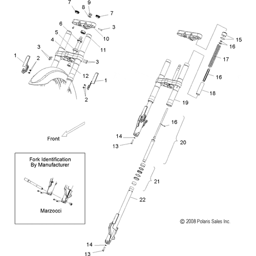 Suspension, Front Forks, Marzocci - 2010 Victory Kingpin All Options - V10Cb26/Pb26 Schematic 4095 OEM Schematic