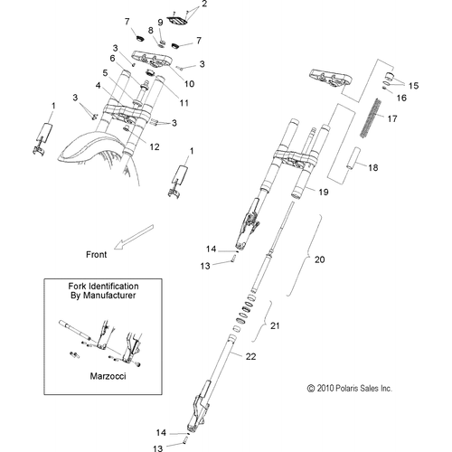 Suspension, Front Forks, Marzocci - 2011 Victory Kingpin All Options - V11Ca36/Cb36 Schematic 3718 OEM Schematic