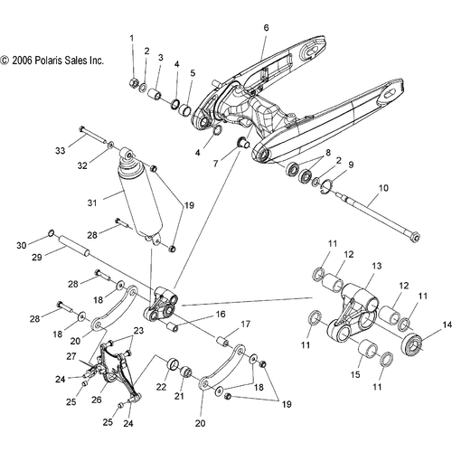 Suspension, Rear And Swing Arm - 2007 Victory Hammer All Options - V07Hb26/Hs26 Schematic 4886 OEM Schematic