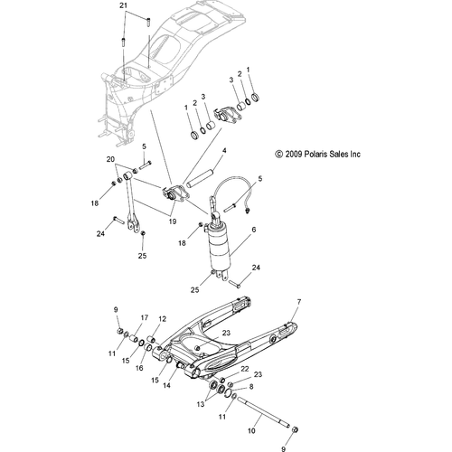 Suspension, Rear Asm., Swing Arm And Shock - 2010 Victory Cross Country/Cross Roads All Options - V10Db36Da/Eb36Da Schematic 3921 OEM Schematic
