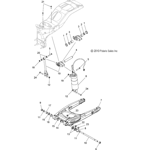 Suspension, Rear Asm., Swing Arm And Shock - 2017 Victory Magnum/Magnum X-1 All Options Schematic 363 OEM Schematic