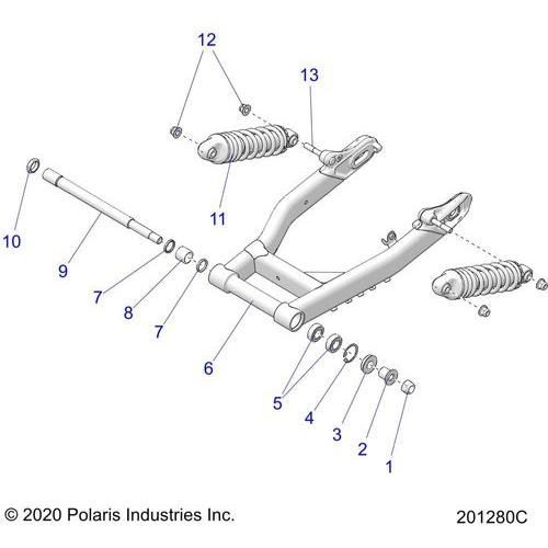 Suspension, Rear Asm., Swing Arm And Shocks All Options - 2022 Indian Chief 111 Schematic-21897 OEM Schematic