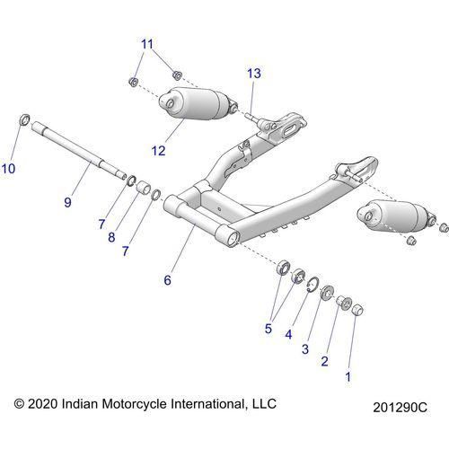 Suspension, Rear Asm., Swing Arm And Shocks All Options - 2022 Indian Chief Bobber 111 Schematic-21834 OEM Schematic