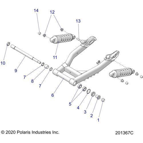 Suspension, Rear Asm., Swing Arm And Shocks All Options - 2022 Indian Chief Dark Horse 116 Schematic-21709 OEM Schematic