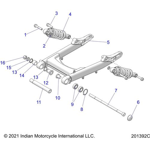 Suspension, Rear Asm., Swing Arm And Shocks All Options - 2022 Indian Scout Bobber Sixty Schematic-20642 OEM Schematic