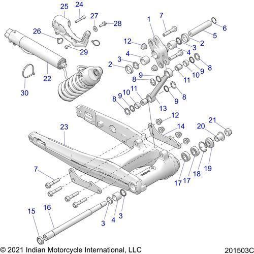 Suspension, Rear Asm., Swing Arm & Shock All Options (201503C) - 2022 Indian Challenger Elite Schematic-22043 OEM Schematic