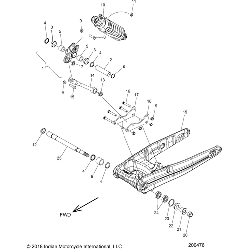 Suspension, Rear Asm., Swing Arm & Shock All Options - 2019 Indian Springfield Schematic-25367 OEM Schematic