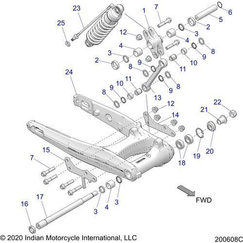Suspension, Rear Asm., Swing Arm & Shock All Options - 2021 Indian Springfield 111 Schematic-22399 OEM Schematic