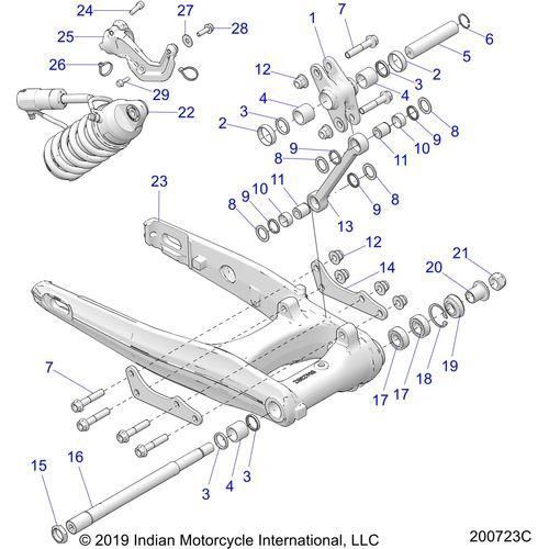 Suspension, Rear Asm., Swing Arm & Shock All Options - 2022 Indian Challenger Limited Schematic-21974 OEM Schematic