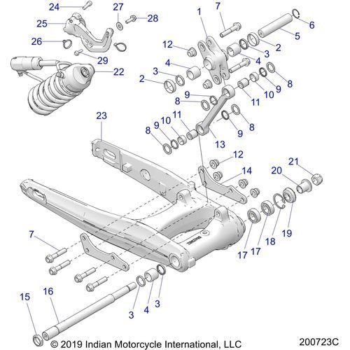Suspension, Rear Asm., Swing Arm & Shock All Options - 2022 Indian Challenger Standard Schematic-21903 OEM Schematic