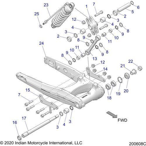Suspension, Rear Asm., Swing Arm & Shock All Options - 2022 Indian Springfield 111 Schematic-20275 OEM Schematic