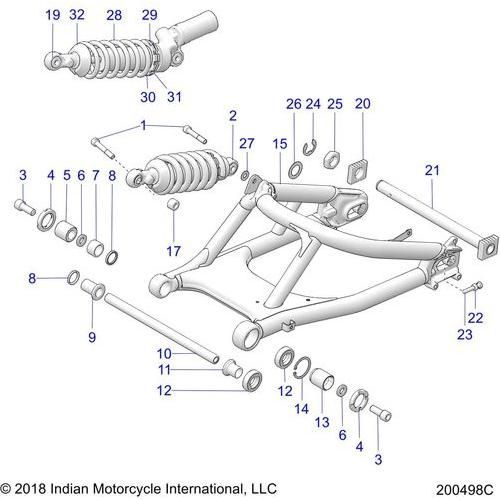 Suspension,Rear Swing Arm/Shock - 2019 Indian Ftr 1200 Rally Le Schematic-25690 OEM Schematic