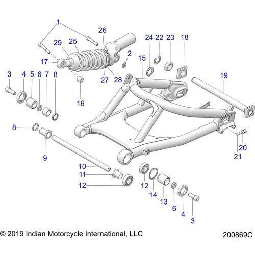 Suspension,Rear Swing Arm/Shock - 2020 Indian Ftr 1200 Carbon Le Schematic-24486 OEM Schematic