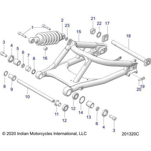 Suspension,Rear Swing Arm/Shock - 2022 Indian Ftr 1200 Rally Schematic-21117 OEM Schematic