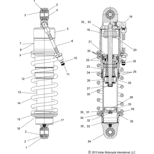 Suspension, Shock Absorber All Options - 2015 Indian Chieftain/Roadmaster Schematic-28112 OEM Schematic