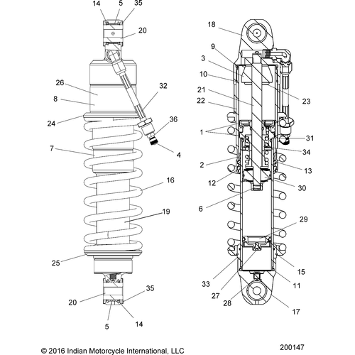 Suspension, Shock Absorber All Options - 2019 Indian Chieftain Classic Schematic-25948 OEM Schematic