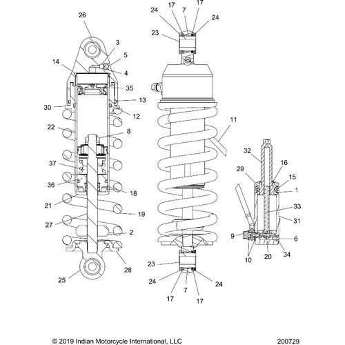 Suspension, Shock Absorber All Options - 2021 Indian Challenger Limited Schematic-23691 OEM Schematic