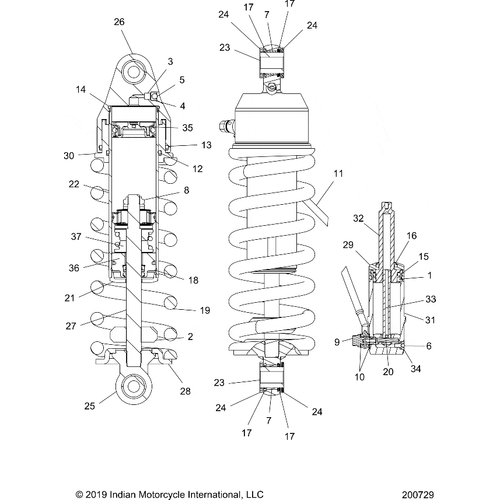N/A OEM Schematic Suspension, Shock Absorber All Options - 2022 Indian Challenger Limited Schematic-21988