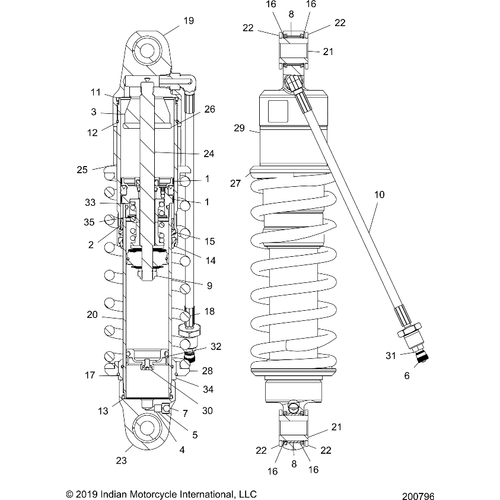 Suspension, Shock Absorber All Options - 2022 Indian Springfield 111 Schematic-20282 OEM Schematic