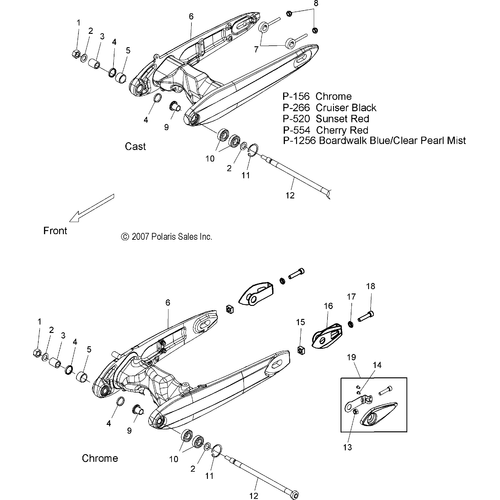 Suspension, Swing Arm - 2008 Victory Jackpot All Options - V08Bc26/Xb26 Schematic 4652 OEM Schematic