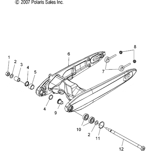 Suspension, Swing Arm - 2008 Victory Vegas/Vegas 8 Ball/Vegas Low All Options - V08Ab26/Gb26/Lb26 Schematic 4771 OEM Schematic