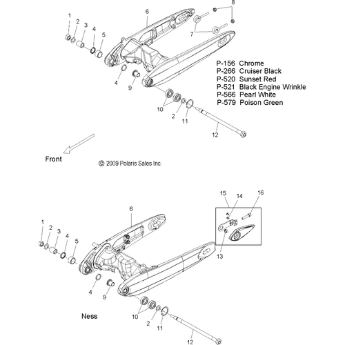 Suspension, Swing Arm - 2010 Victory Jackpot All Options - V10Xb36Dap/Lkp/Xc36Dn Schematic 4038 OEM Schematic
