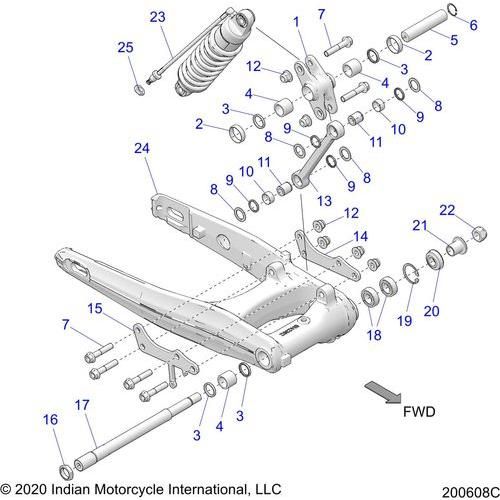 2020 Indian Chieftain Dark Horse Suspension, Rear, Swing Arm