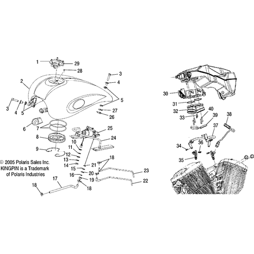 Tank, Fuel, No Spine, Slv/Bk/Fl by Polaris 1014739-1219 Fuel Tank